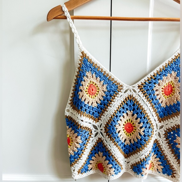 Lumiere Crochet Crop Tank Top, Size S, Multi-Colored - Picture 1 of 10